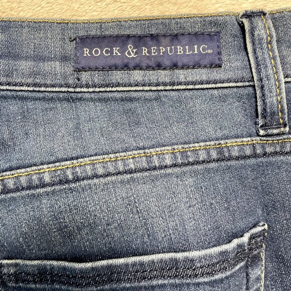 Rock Republic Denim Jeans Slim Fit Dark Wash Embellished Pockets Size 27 - Picture 15 of 16